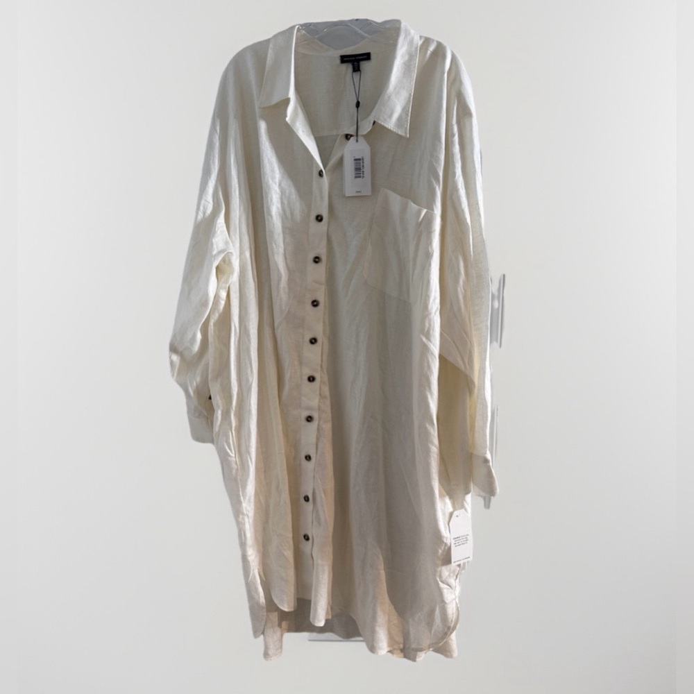 Universal Standard Sea Side Button-Up Shirt Dress Linen Blend Boho  XL 14-16 - Picture 5 of 10